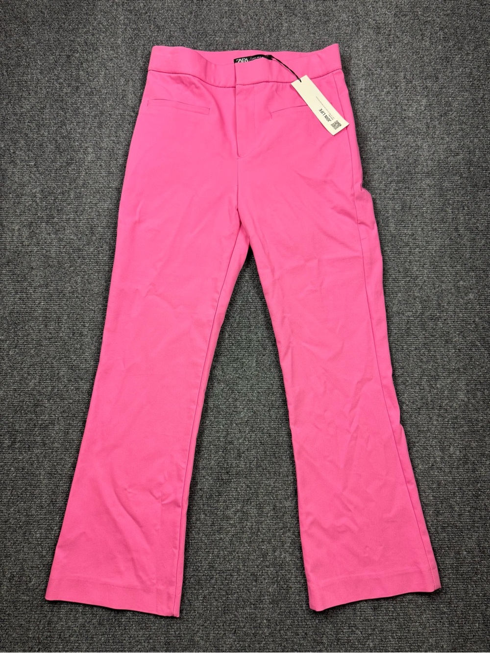 New Zara Vibrant Pink High Rise Trouser Pants Small Front Pockets Preppy